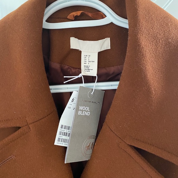 H&M | Double Breasted Wool Coat Rust Red - Picture 3 of 6